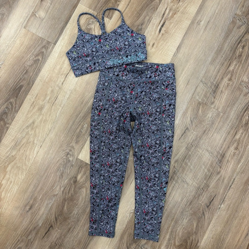 REEBOK matching leggings and sports bra size 10/12